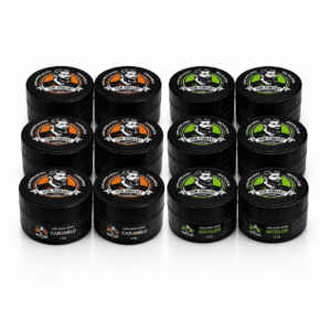 kit 12 pomadas modeladoras 120g – 6 incolor + 6 caramelo barber shop