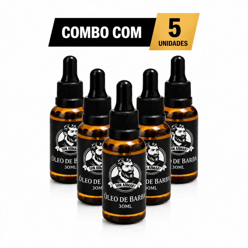 kit 5 Óleos para barba don armany profissional barber shop | hidratação, maciez e brilho para barbearias