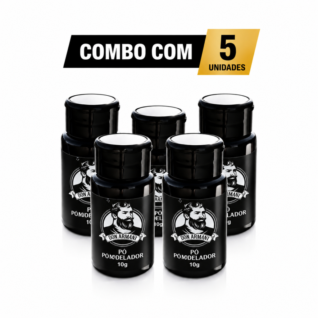 kit 5 pomadas em pó modeladora don armany | volume instantâneo e efeito matte para barbearias