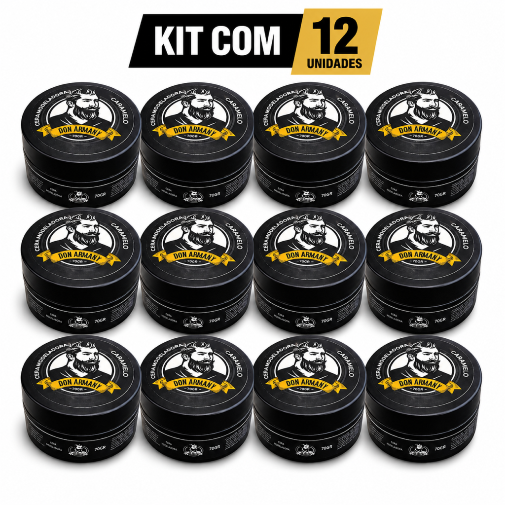 kit pomada caramelo 70g don armany com 12 unidades – fixação profissional para barbearias e revendedores