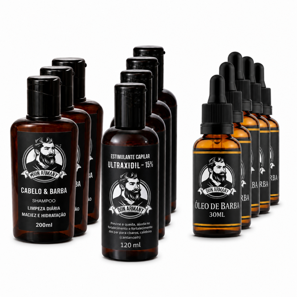 kit don armany profissional 12 un 4 balm 4 Óleo 4 shampoo masculino