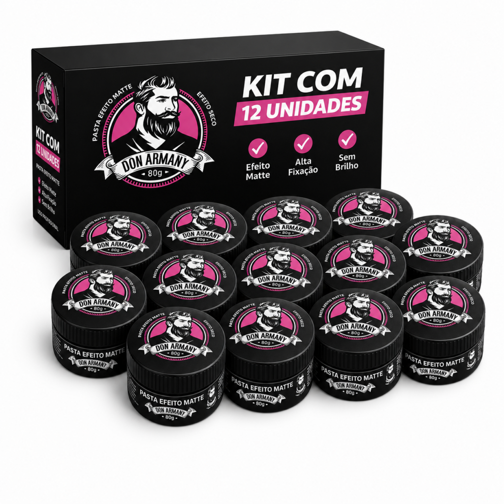 kit 12x pasta matte modeladora profissional 70g | fixação média para barbearias